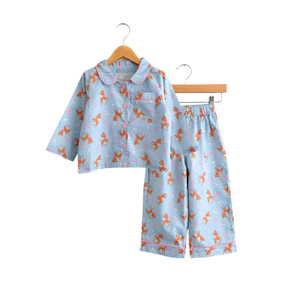 NWT Pretty Girls Pajamas Long Sleeve Top & Long Pants 2 Piece Set Blue & Pink 3T - Picture 1 of 4